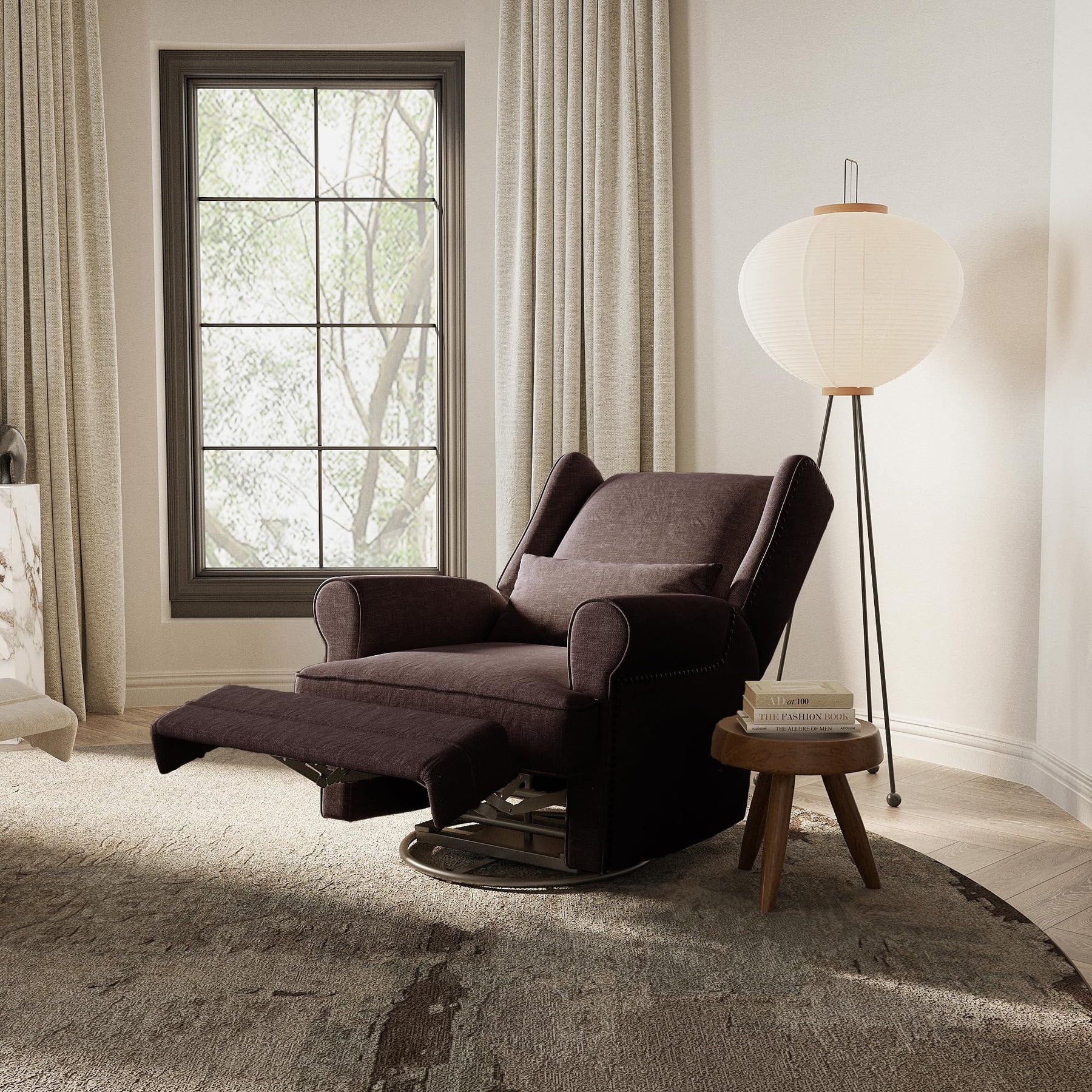Royalcraft Swivel Nursery Glider Recliner, Comfy Upholstered Glider Chair with Lumbar Pillow and Footrest - Product image 35