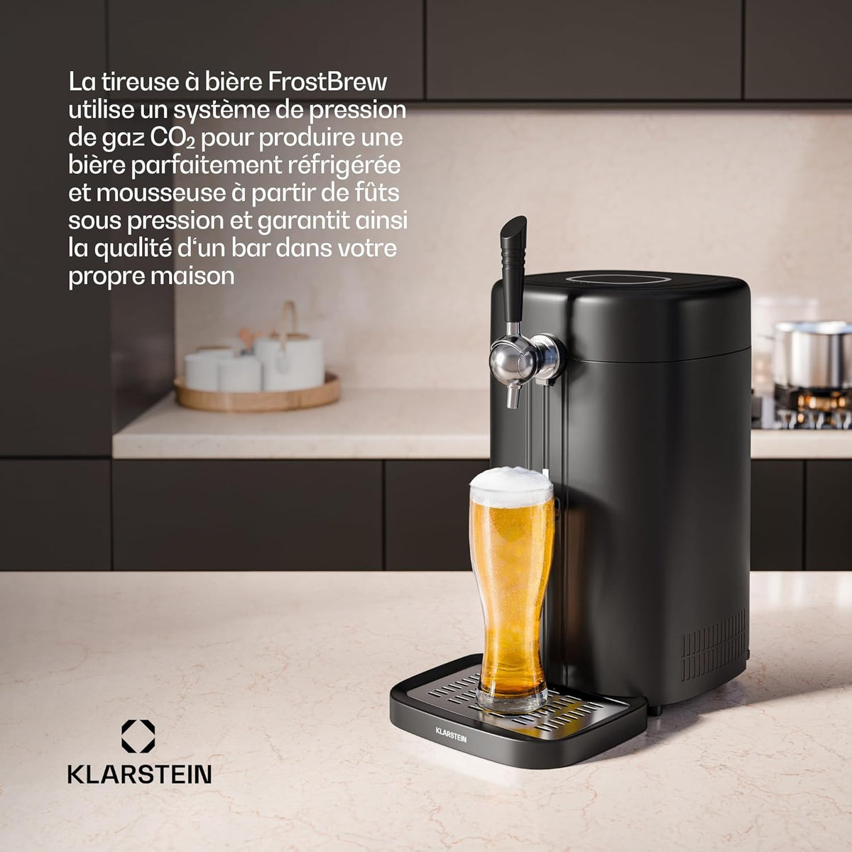 Klarstein FrostBrew Beer Tap - CO₂ Pressure System 5L Kegs Thermoelectric Cooling 3-12°C Pull Lever Black/Gold