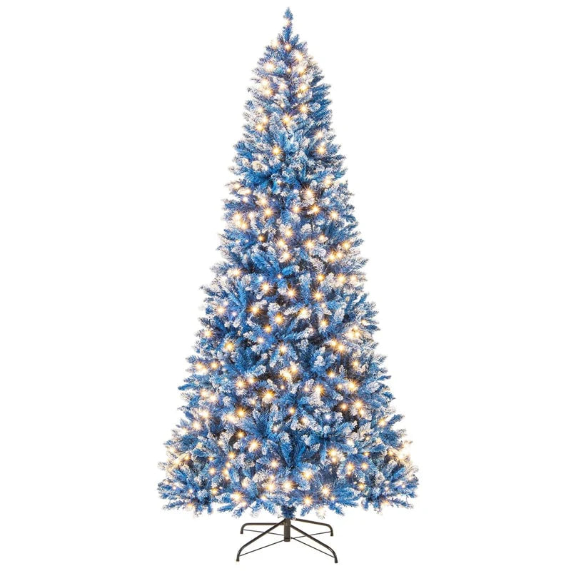 6/7/8/9 FT Pre-Lit Christmas Tree, Blue Hinged Xmas Tree with Frosted PVC Tips, Warm White LED Lights - Product image 3