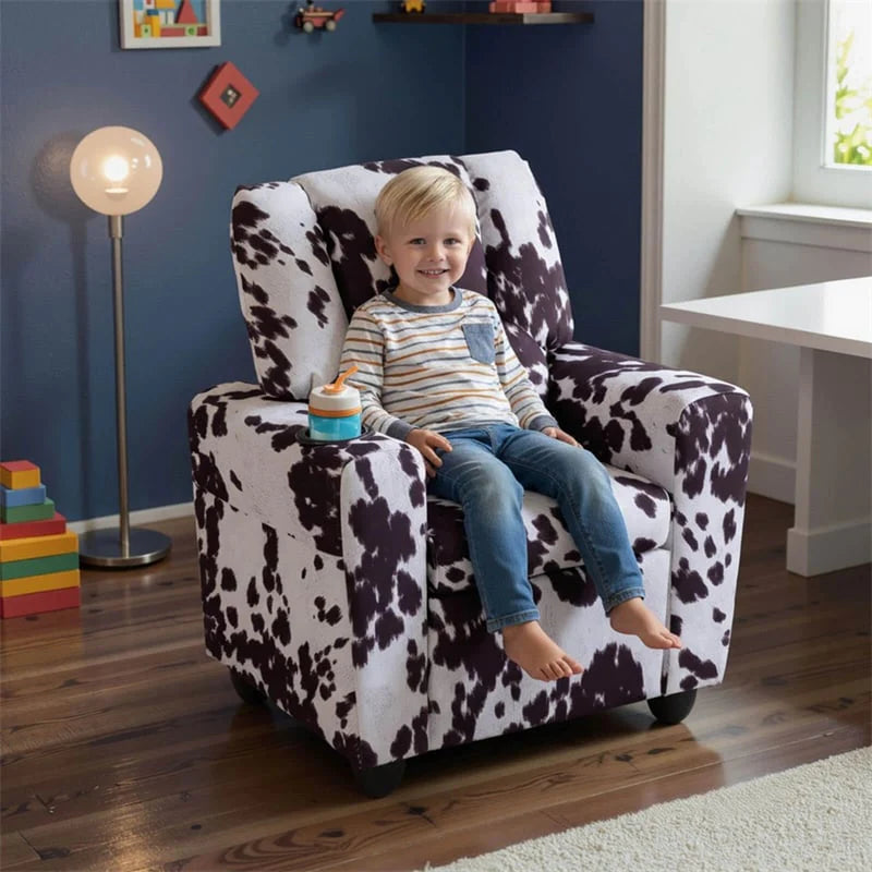 Kids Recliner Chair with Cup Holder & Side Pocket, Adjustable Toddler Lounge Sofa, Ergonomic Children Armchairs for Boys Girls Age 3+, 150lbs