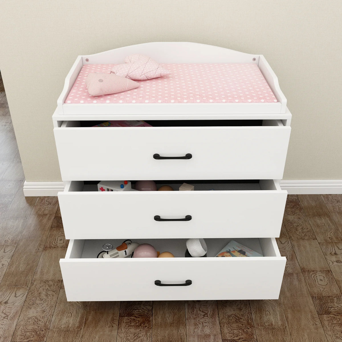 OXYLIFE 45" Baby Nursery Changing Table Dresser with 4 Drawers and Shelf for Nursery Room, White - Product image 33