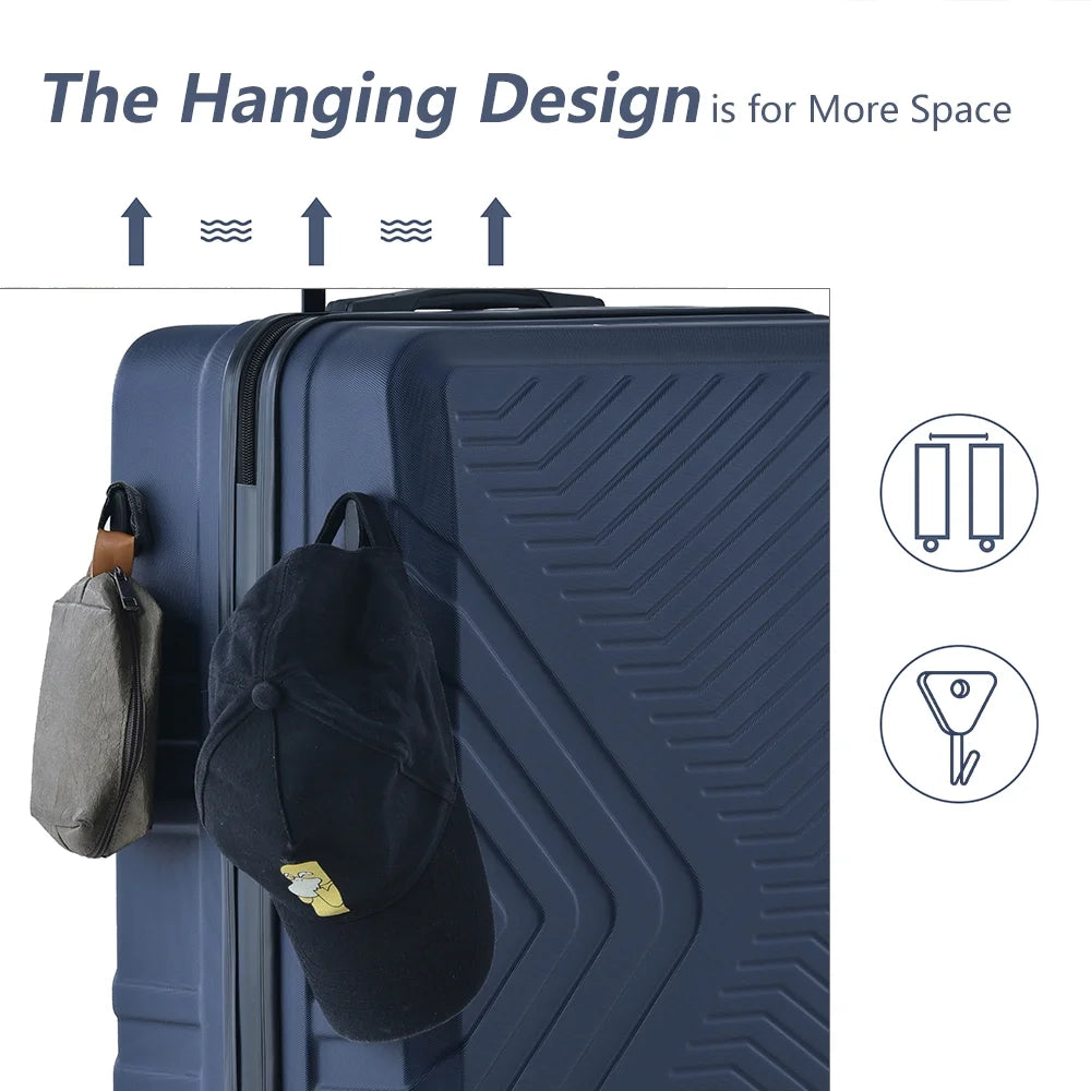 3 Piece Blue Luggage Travel Set, 20" 24" 28" Carry on Luggage with Spinner Wheels - Product image 28