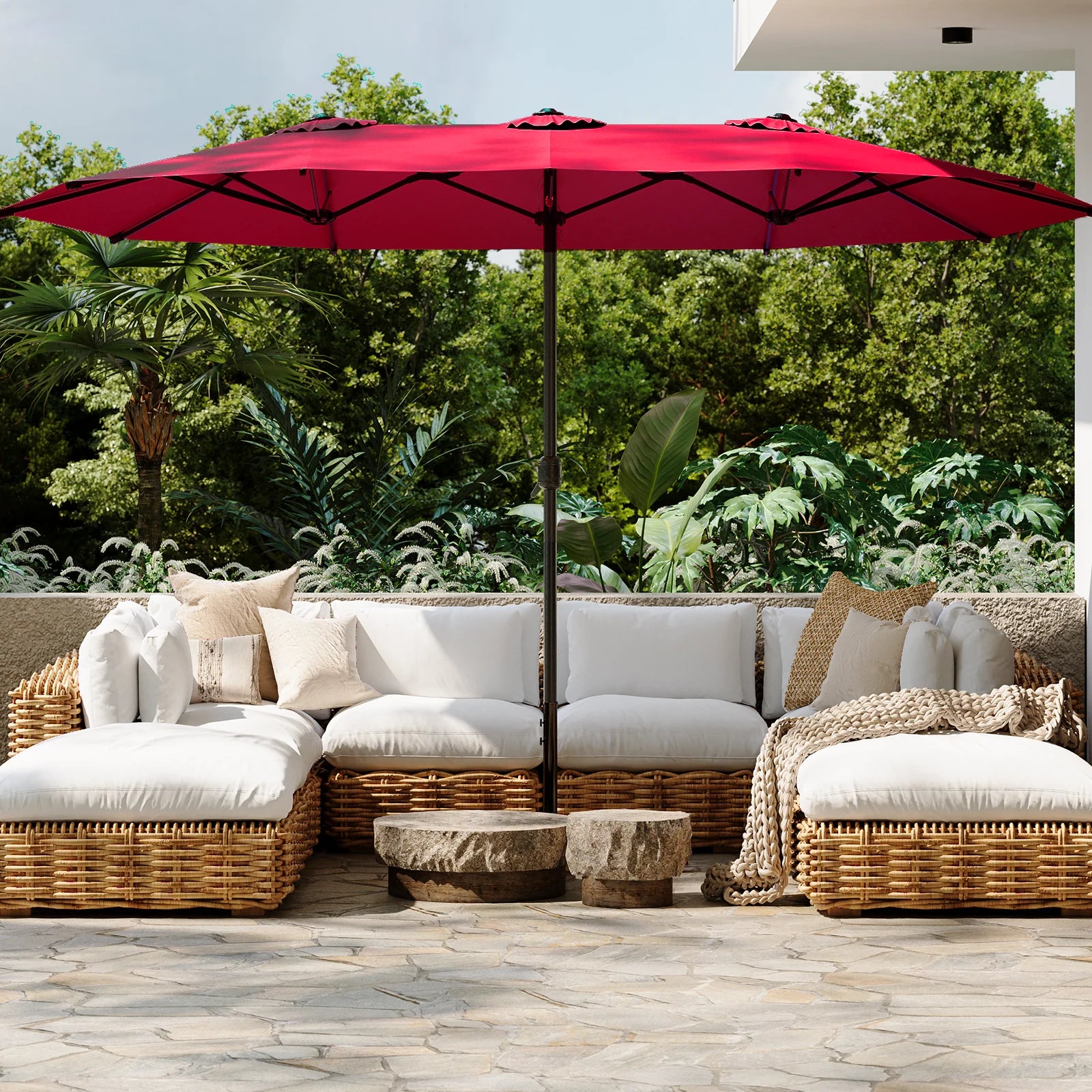 AECOJOY 15x9ft Double-Sided Patio Umbrella, Red - Product image 8