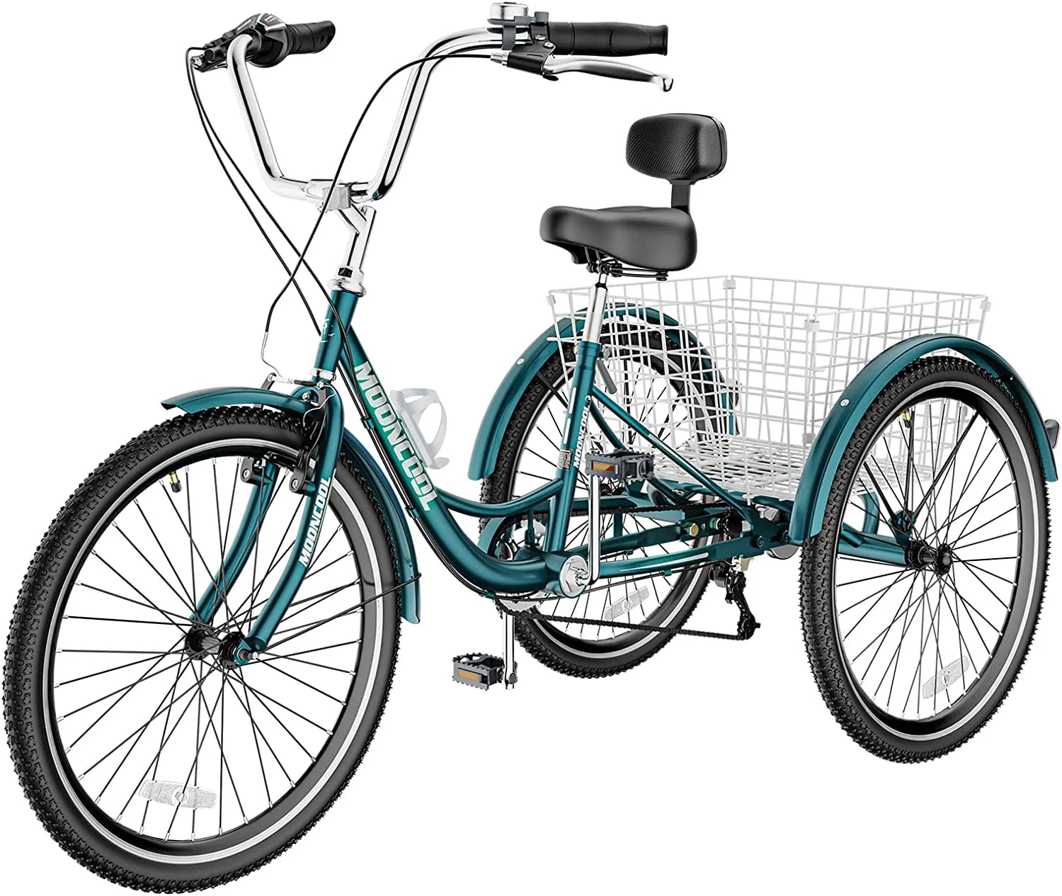 MOONCOOL Adult Tricycles with Rear Basket & Inflator, 24 26 in 7 Speed 3 Wheel Bikes, Three - Product image 102