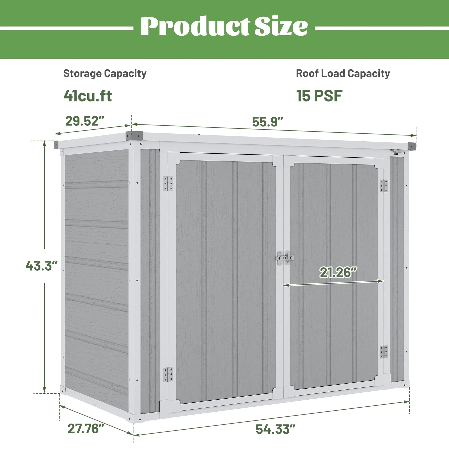 41 Cu.ft Outdoor Shed, Horizontal All - Weather Resin Storage Shed - Product image 2