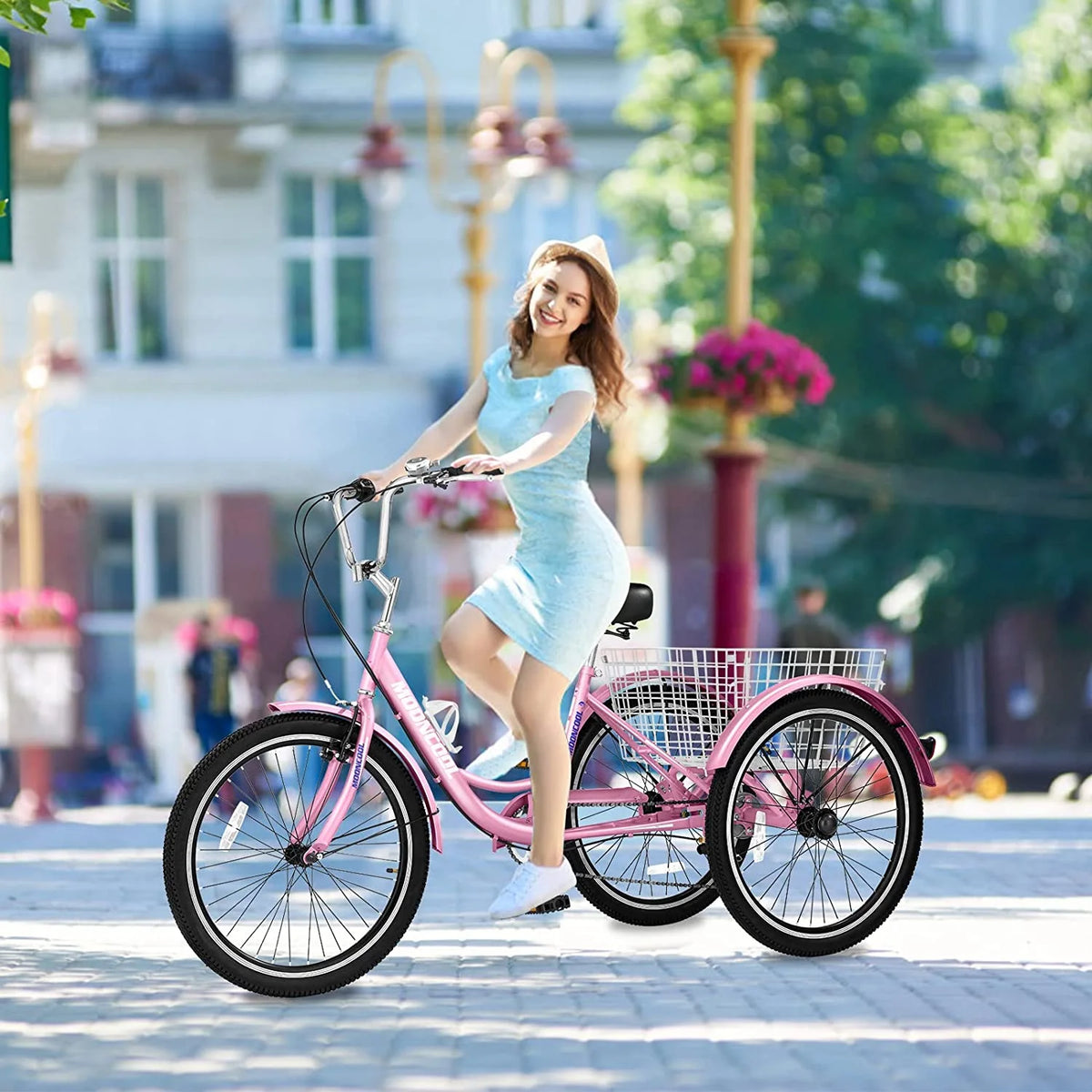 MOONCOOL Adult Tricycles with Rear Basket & Inflator, 24 26 in 7 Speed 3 Wheel Bikes, Three - Product image 119