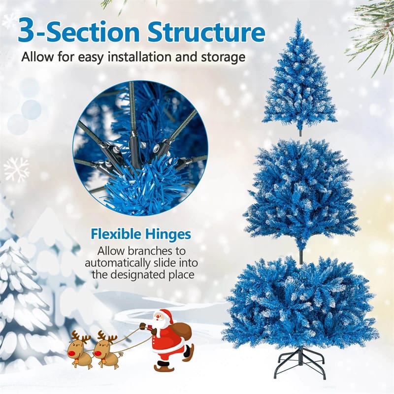 6/7/8/9 FT Pre-Lit Christmas Tree, Blue Hinged Xmas Tree with Frosted PVC Tips, Warm White LED Lights - Product image 12