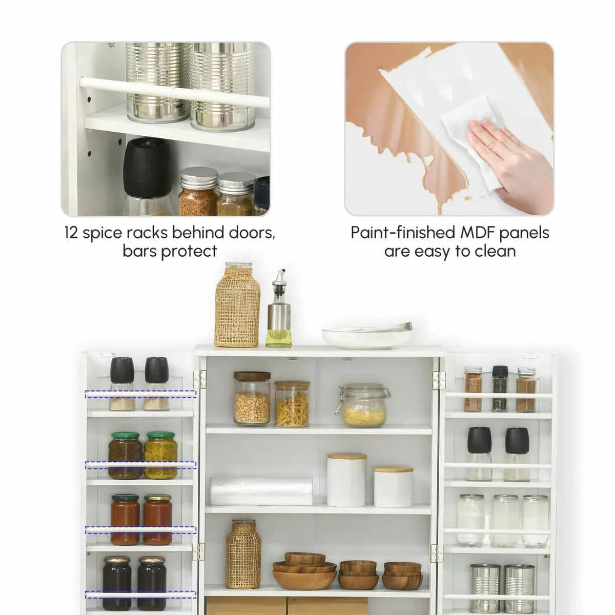 Spaco 17 - Tier Kitchen Small Pantry Cabinet with 2 Doors and 6 Adjustable Shelves, Cabinet Pantry - Product image 44