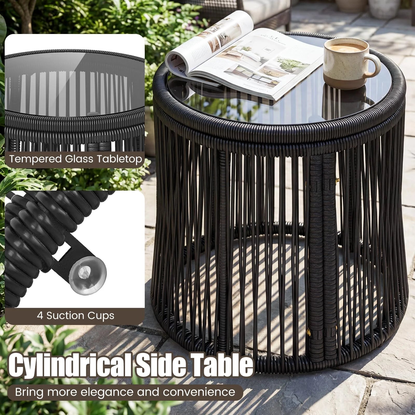 Tangkula 3 Pieces Patio Rattan Bistro Conversation Set - Product image 6