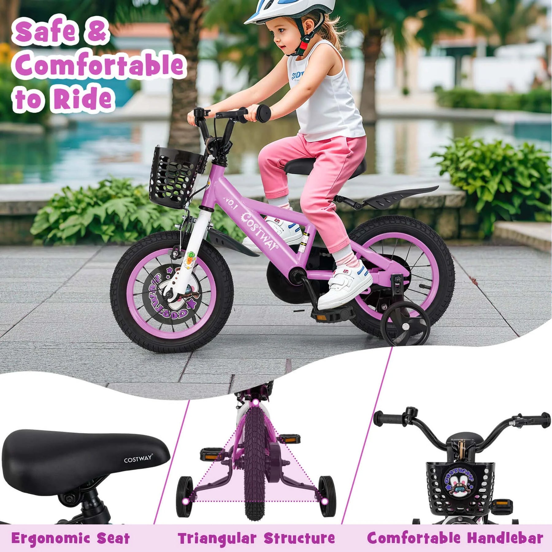 Costway 16" Kid'S Bike for 4 - 7 with Height - Adjustable Handlebar & Saddle Handbrake Blue - Product image 21