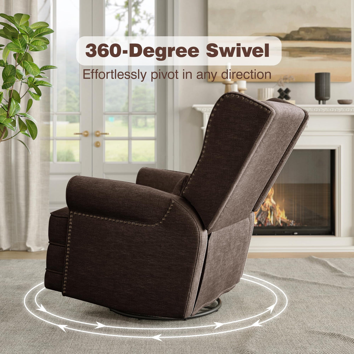 Royalcraft Swivel Nursery Glider Recliner, Comfy Upholstered Glider Chair with Lumbar Pillow and Footrest - Product image 32