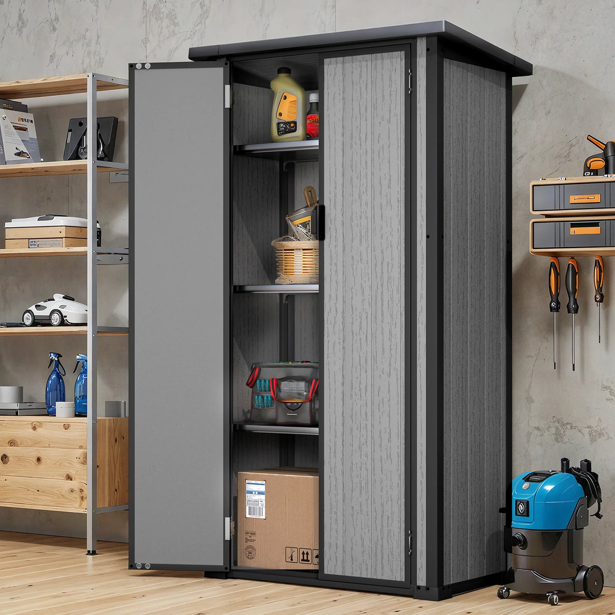 AECOJOY Tall Resin Outdoor Storage Cabinet Waterproof with Adjustable Shelves - Product image 4