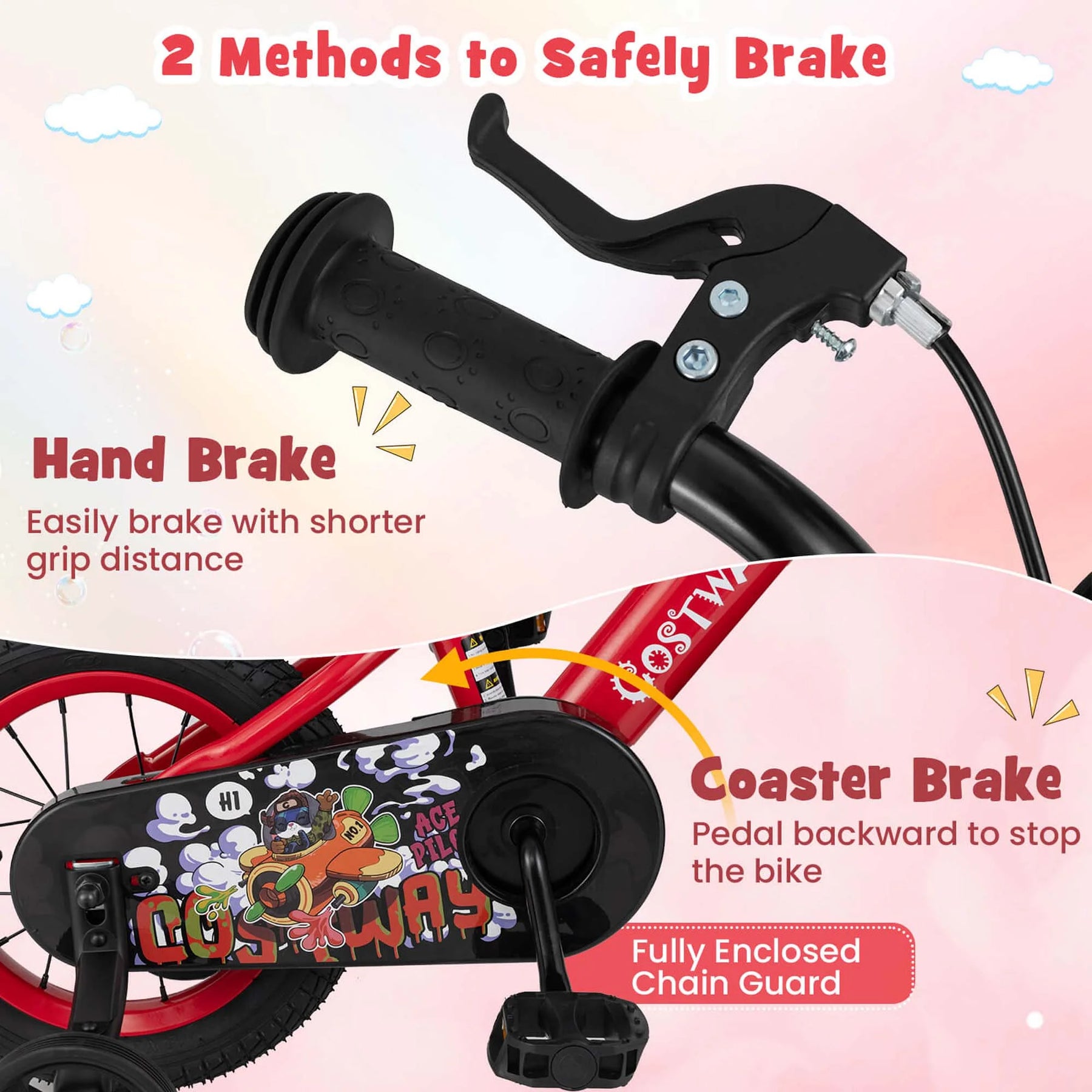 Costway 16" Kid'S Bike for 4 - 7 with Height - Adjustable Handlebar & Saddle Handbrake Blue - Product image 37