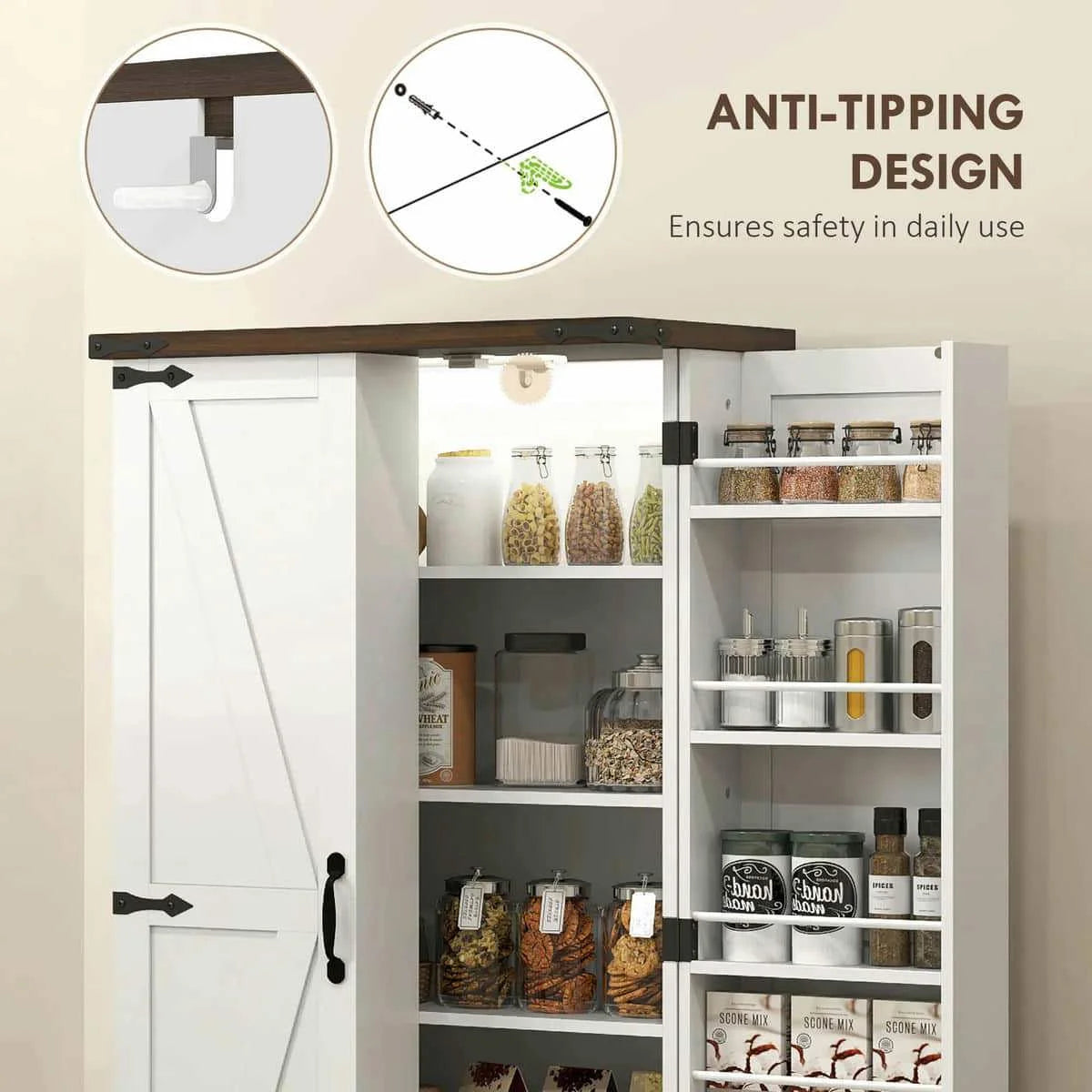 Spaco 17 - Tier Kitchen Small Pantry Cabinet with 2 Doors and 6 Adjustable Shelves, Cabinet Pantry - Product image 18