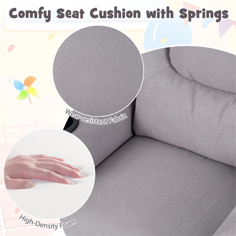 Kids Recliner Chair with Cup Holder & Side Pocket, Adjustable Toddler Lounge Sofa, Ergonomic Children Armchairs for Boys Girls Age 3+, 150lbs
