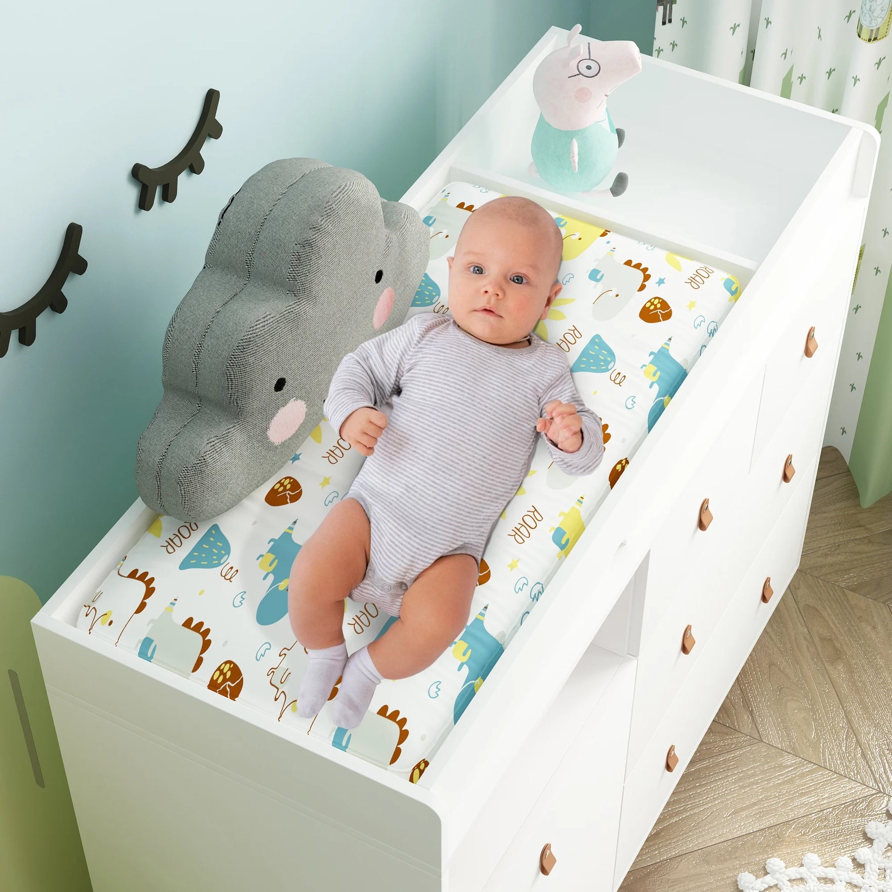 OXYLIFE 45" Baby Nursery Changing Table Dresser with 4 Drawers and Shelf for Nursery Room, White - Product image 22