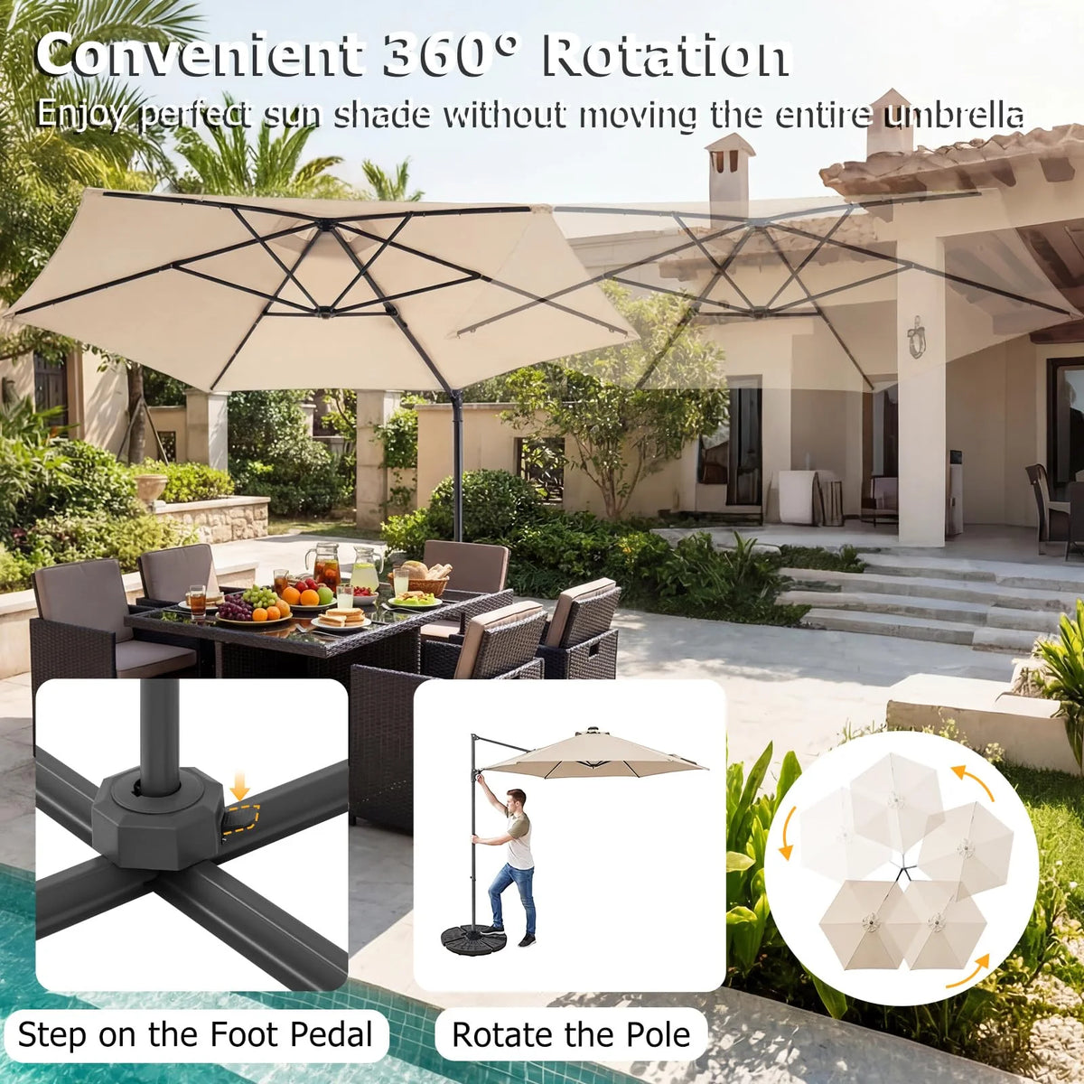 Tangkula 10ft Patio Offset Cantilever Outdoor Umbrella with LED Lights - Product image 5