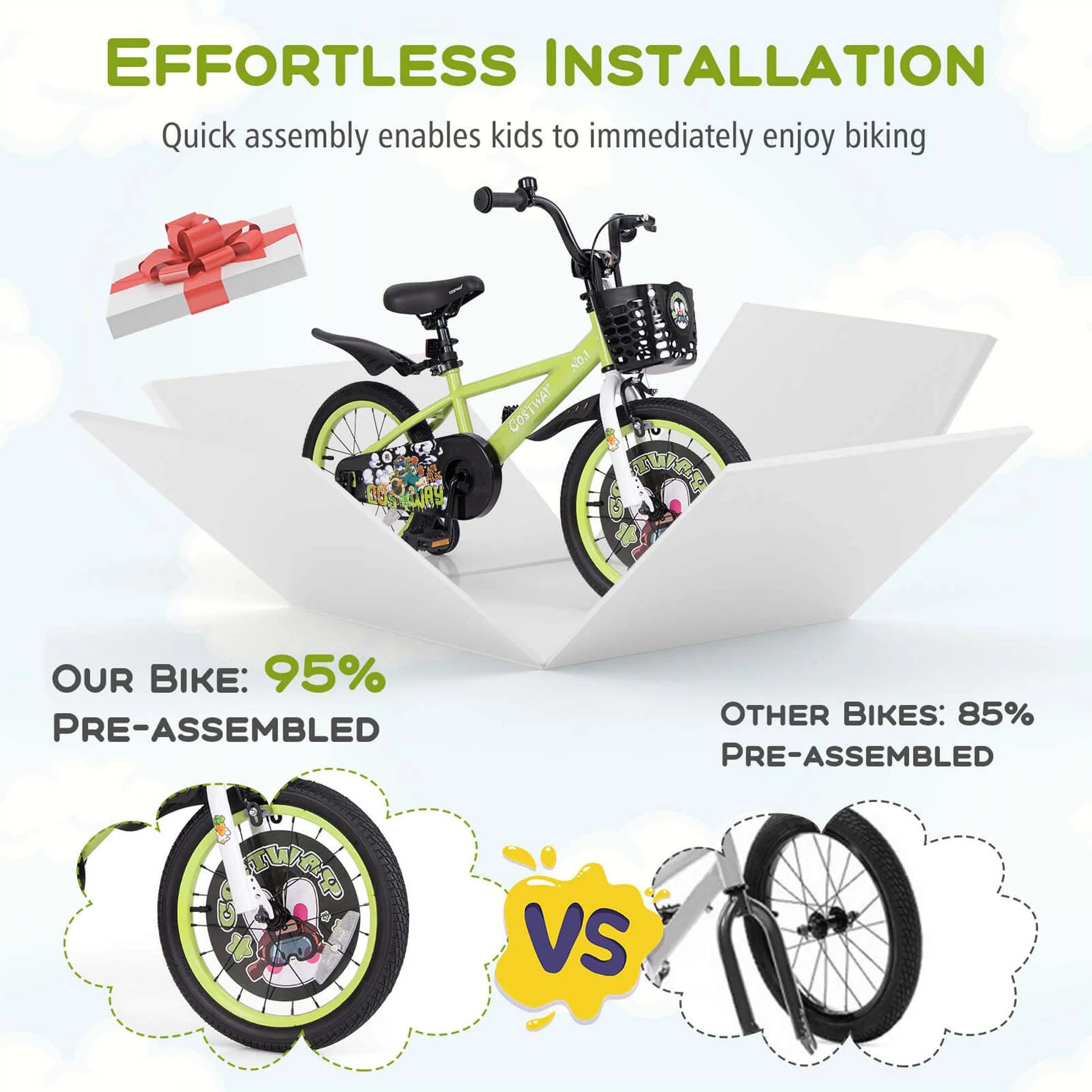 Costway 16" Kid'S Bike for 4 - 7 with Height - Adjustable Handlebar & Saddle Handbrake Blue - Product image 29