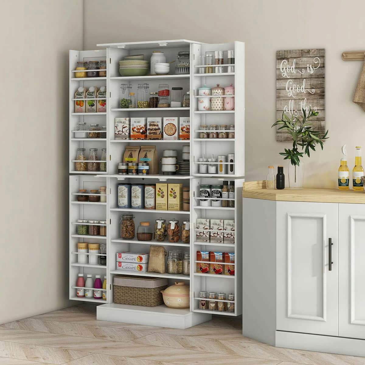 Spaco 17 - Tier Kitchen Small Pantry Cabinet with 2 Doors and 6 Adjustable Shelves, Cabinet Pantry - Product image 55