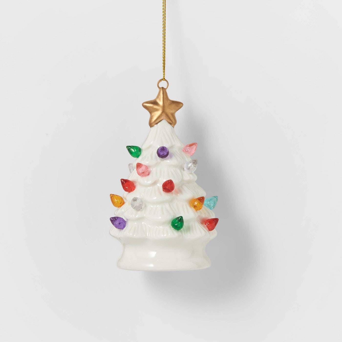 Wondershop Ceramic Christmas Tree Lighted Ornament Retro Lit (White) - Product image 1