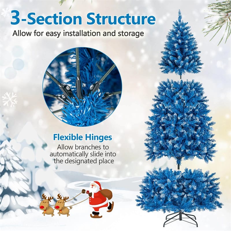 6/7/8/9 FT Pre-Lit Christmas Tree, Blue Hinged Xmas Tree with Frosted PVC Tips, Warm White LED Lights - Product image 22