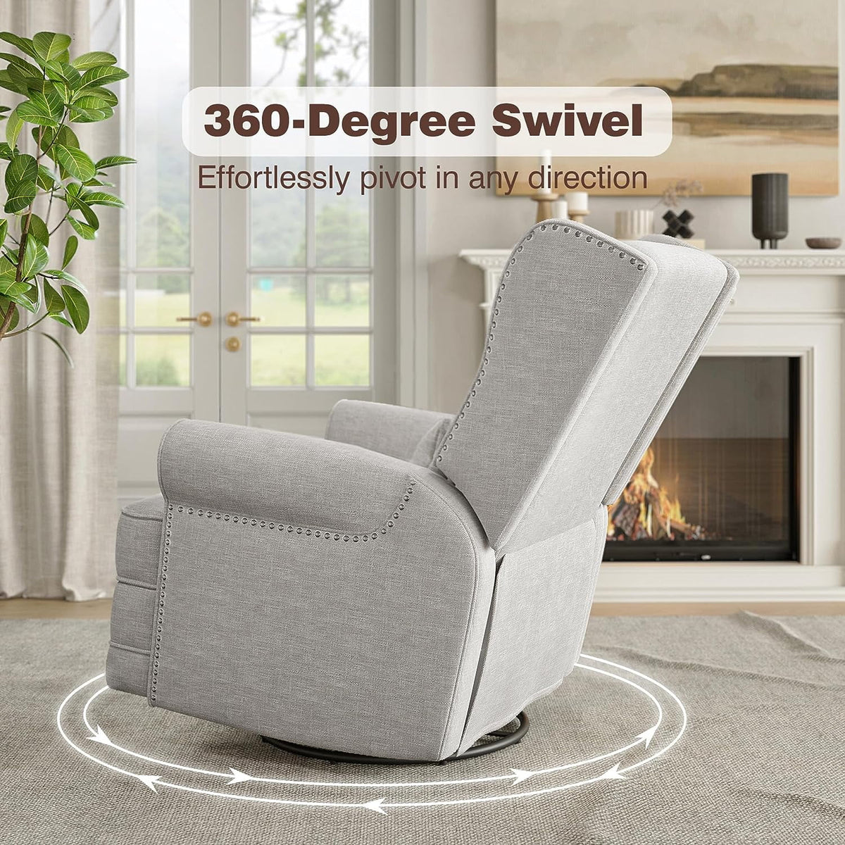 Royalcraft Swivel Nursery Glider Recliner, Comfy Upholstered Glider Chair with Lumbar Pillow and Footrest - Product image 39