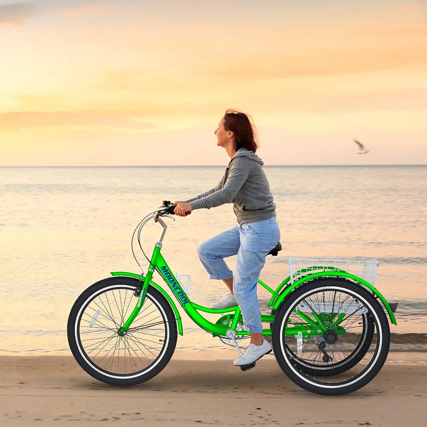 MOONCOOL Adult Tricycles with Rear Basket & Inflator, 24 26 in 7 Speed 3 Wheel Bikes, Three - Product image 44