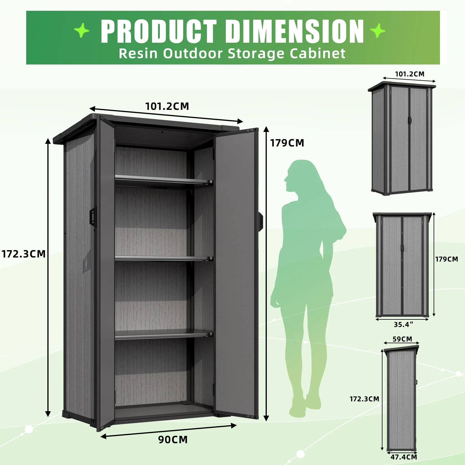 AECOJOY Tall Resin Outdoor Storage Cabinet Waterproof with Adjustable Shelves - Product image 12