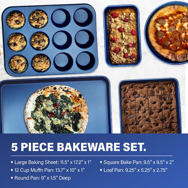 Classic Blue 20 - Piece Aluminum Ultra - Durable Non - Stick Diamond Infused Cookware and Bakeware Set - Product image 9
