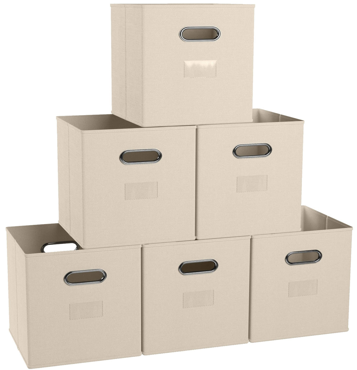 Ornavo Home 6 Pack Storage Cube Bins with Window Pocket, Beige - Product image 1