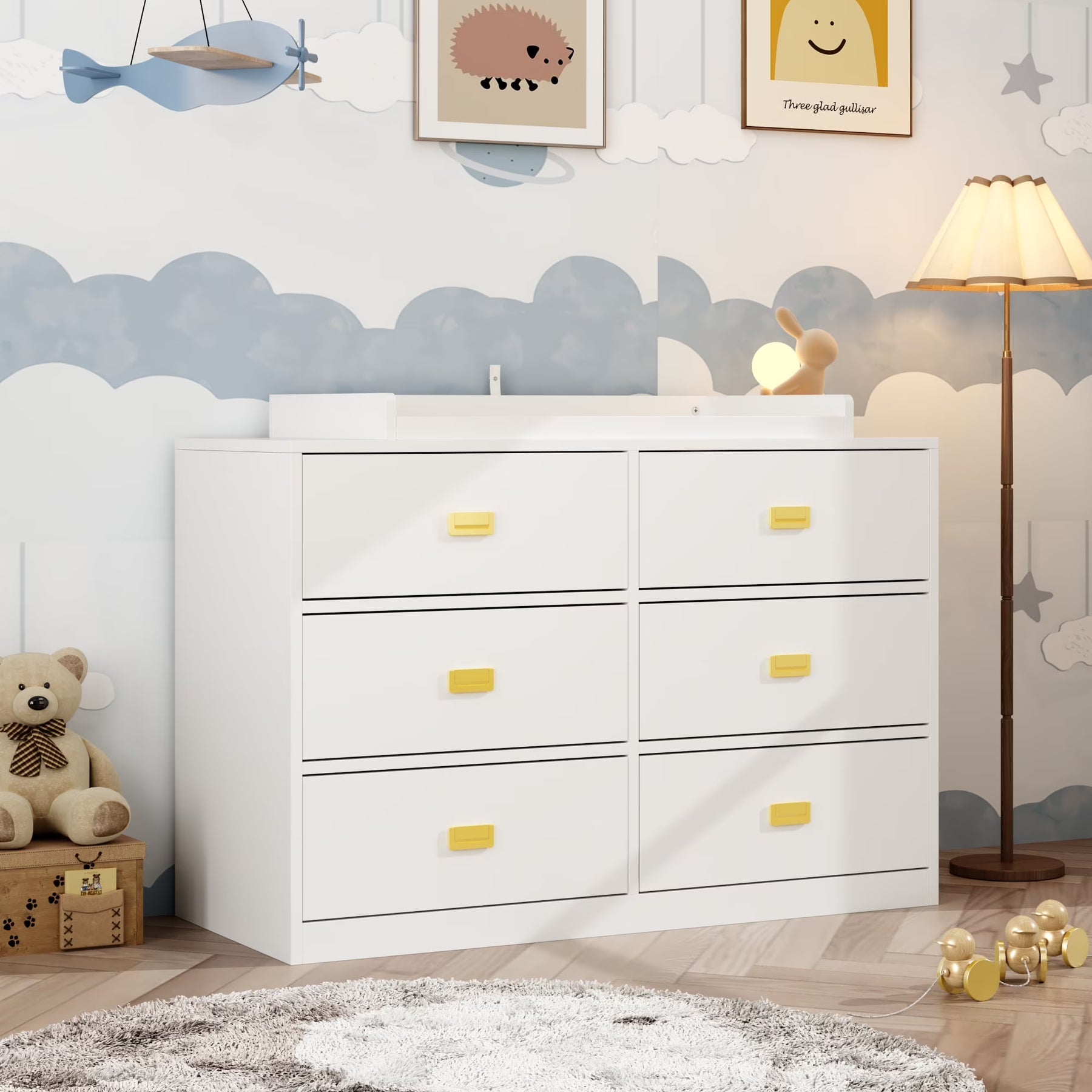 OXYLIFE 45" Baby Nursery Changing Table Dresser with 4 Drawers and Shelf for Nursery Room, White - Product image 17