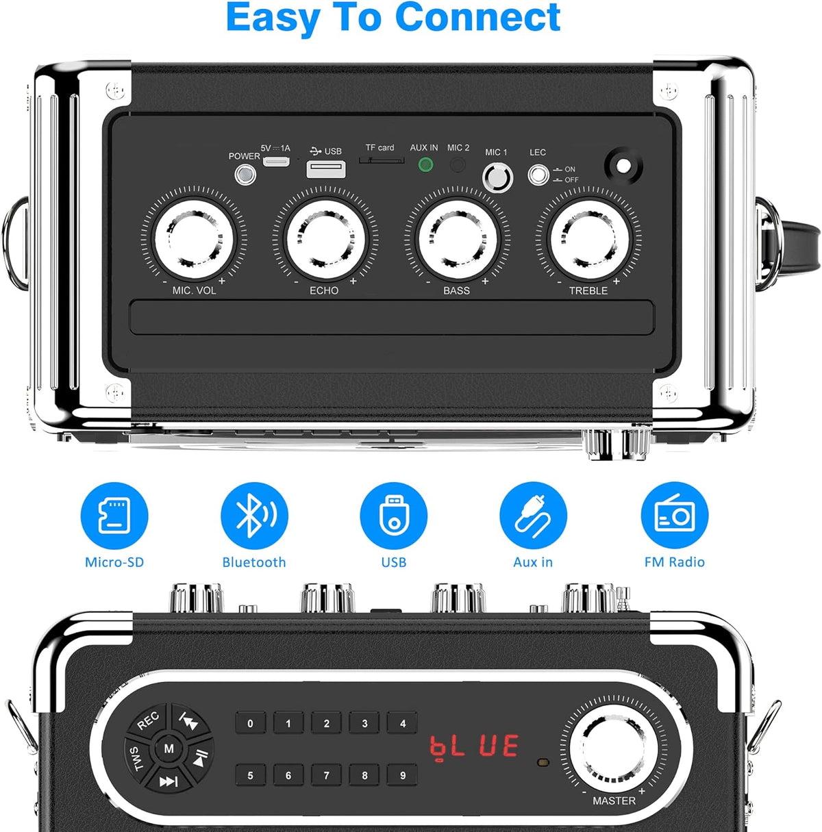 JYX Karaoke Machine, with 3 Wireless Microphones and DJ Lights, Bluetooth Speaker for Family Gatherings/Outdoor Camping/Beach Party