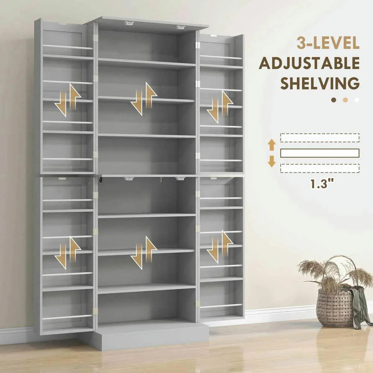 Spaco 17 - Tier Kitchen Small Pantry Cabinet with 2 Doors and 6 Adjustable Shelves, Cabinet Pantry - Product image 63