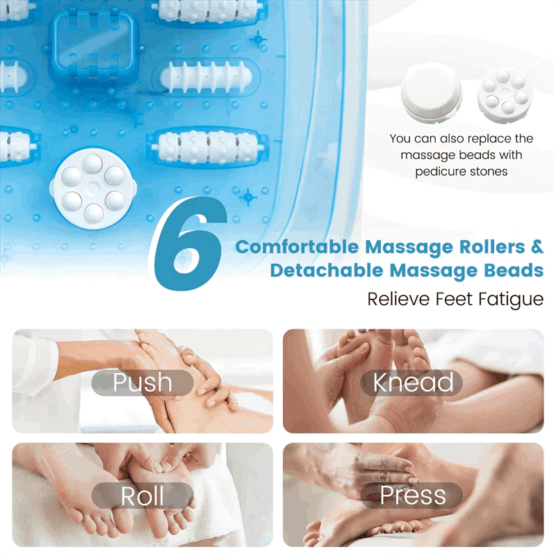 Foot Spa Bath Massager w/ Heat, Bubbles & Vibration Mode, Digital Temp Control, 12 Rollers, Pedicure Stone - Product image 4