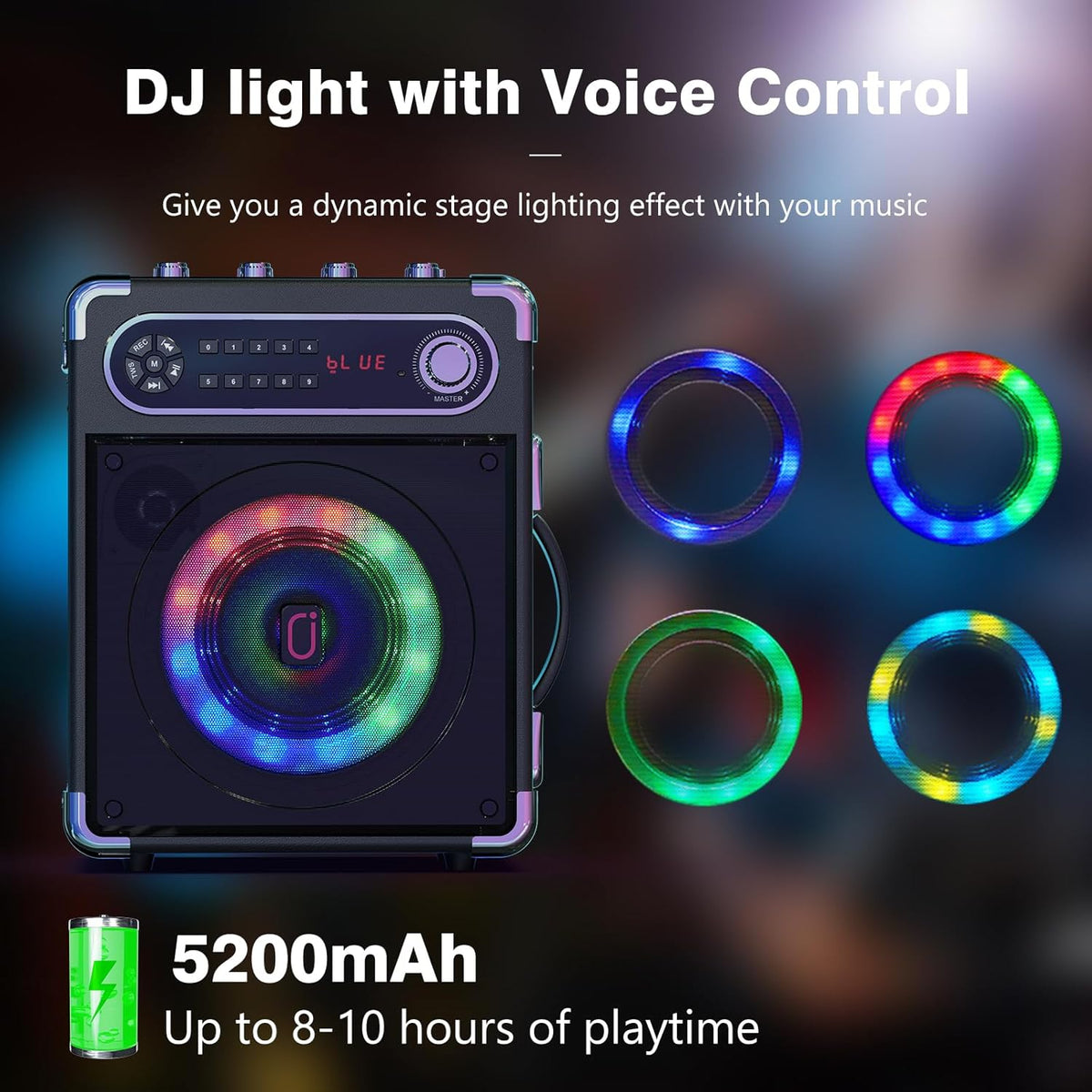 JYX Karaoke Machine, with 3 Wireless Microphones and DJ Lights, Bluetooth Speaker for Family Gatherings/Outdoor Camping/Beach Party