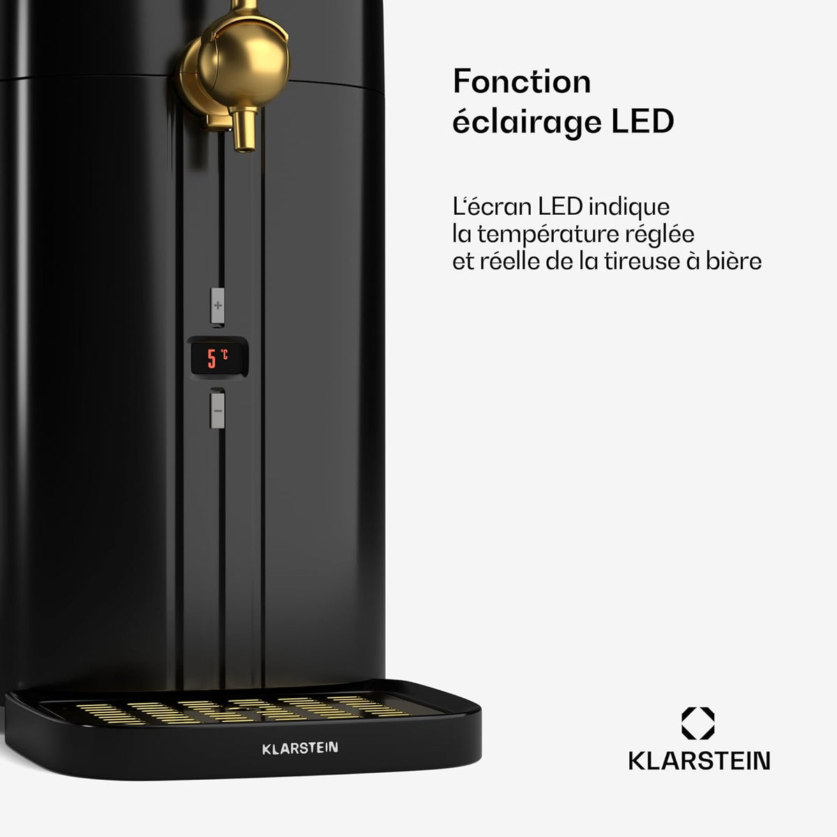 Klarstein FrostBrew Beer Tap - CO₂ Pressure System 5L Kegs Thermoelectric Cooling 3-12°C Pull Lever Black/Gold
