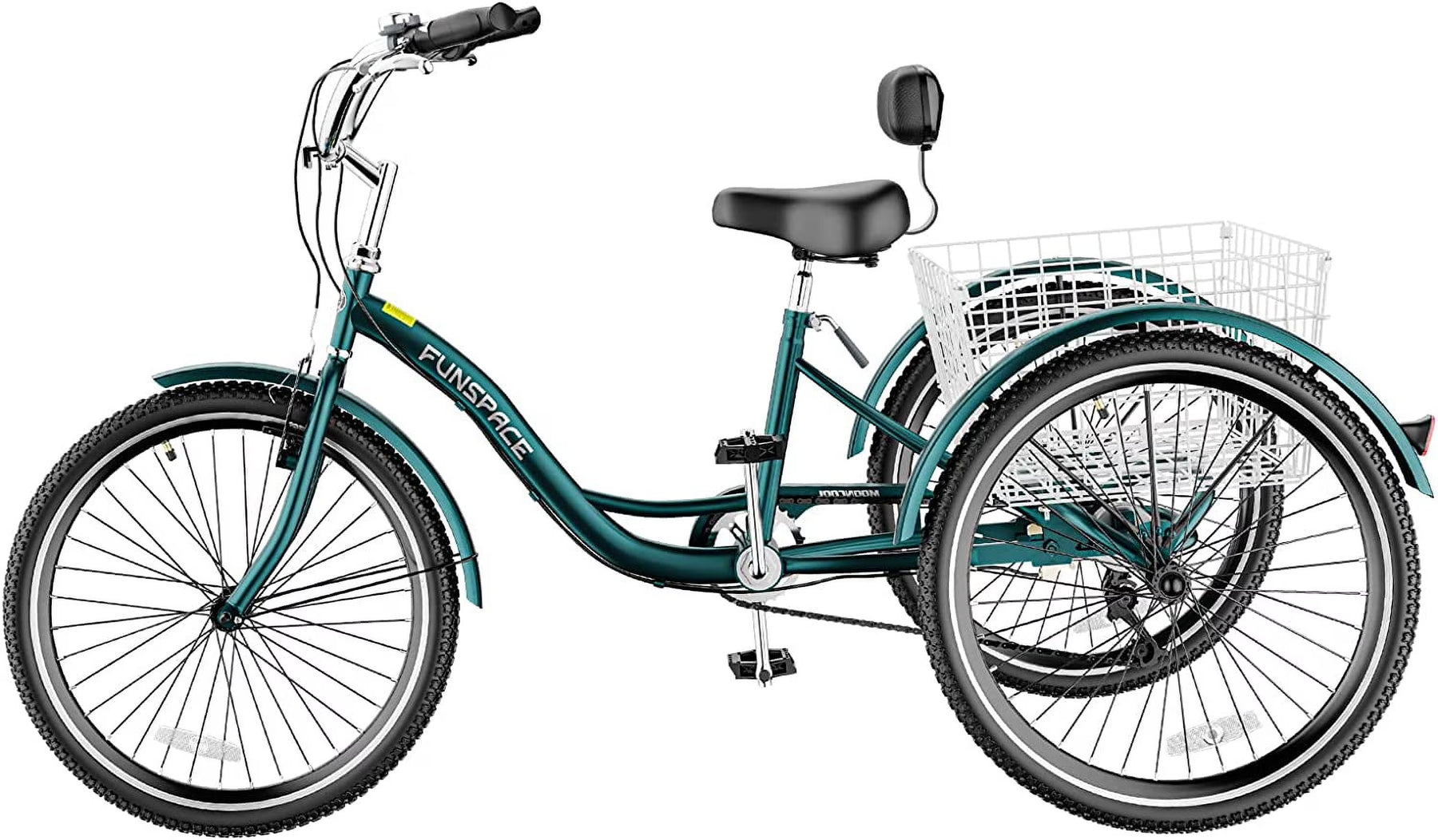 MOONCOOL Adult Tricycles with Rear Basket & Inflator, 24 26 in 7 Speed 3 Wheel Bikes, Three - Product image 18