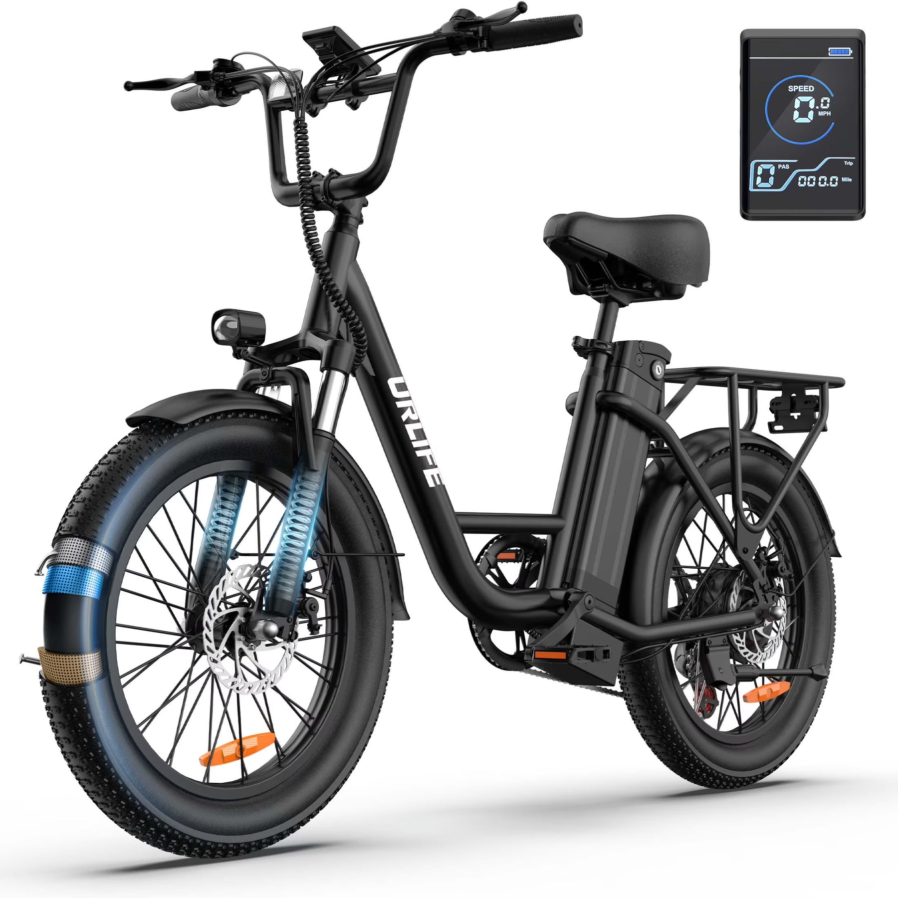 URLIFE 20" Electric Bike for Adults, 1000W Peak Motor, 48V 13AH Remobavle Battery, 7 - Product image 1
