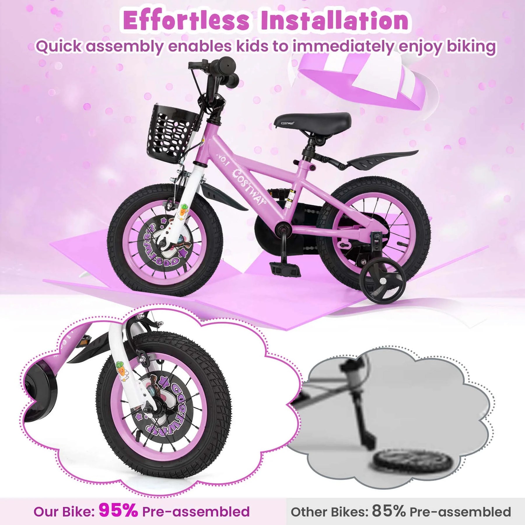 Costway 16" Kid'S Bike for 4 - 7 with Height - Adjustable Handlebar & Saddle Handbrake Blue - Product image 17