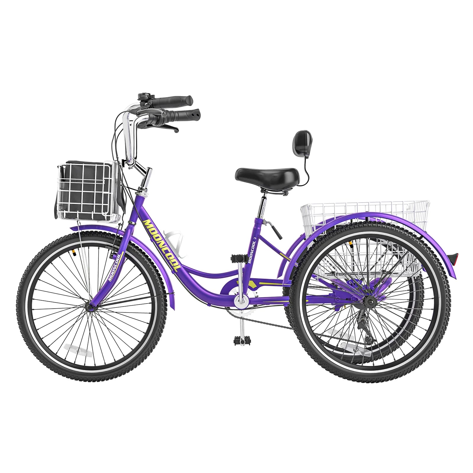 MOONCOOL Adult Tricycles with Rear Basket & Inflator, 24 26 in 7 Speed 3 Wheel Bikes, Three - Product image 128
