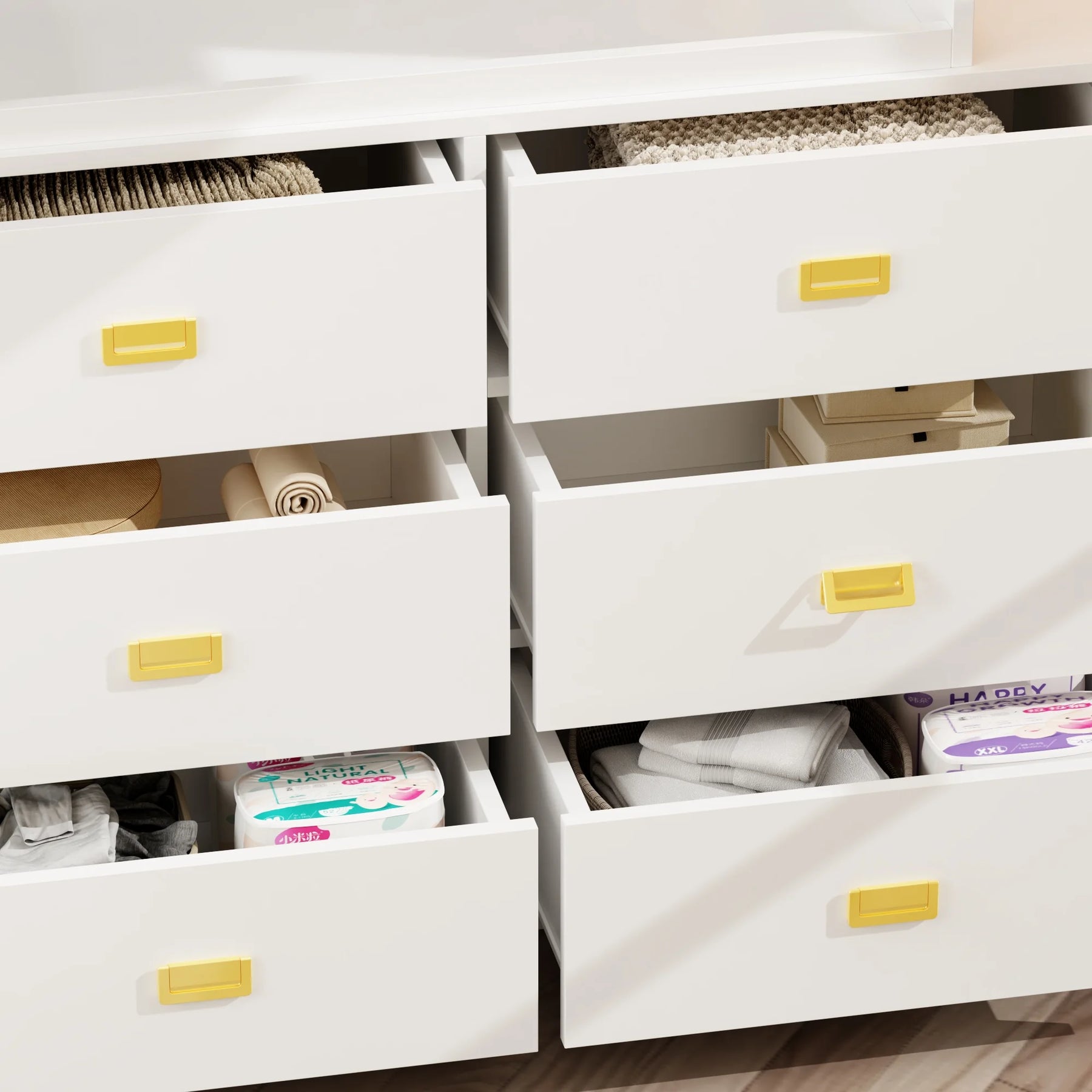 OXYLIFE 45" Baby Nursery Changing Table Dresser with 4 Drawers and Shelf for Nursery Room, White - Product image 79