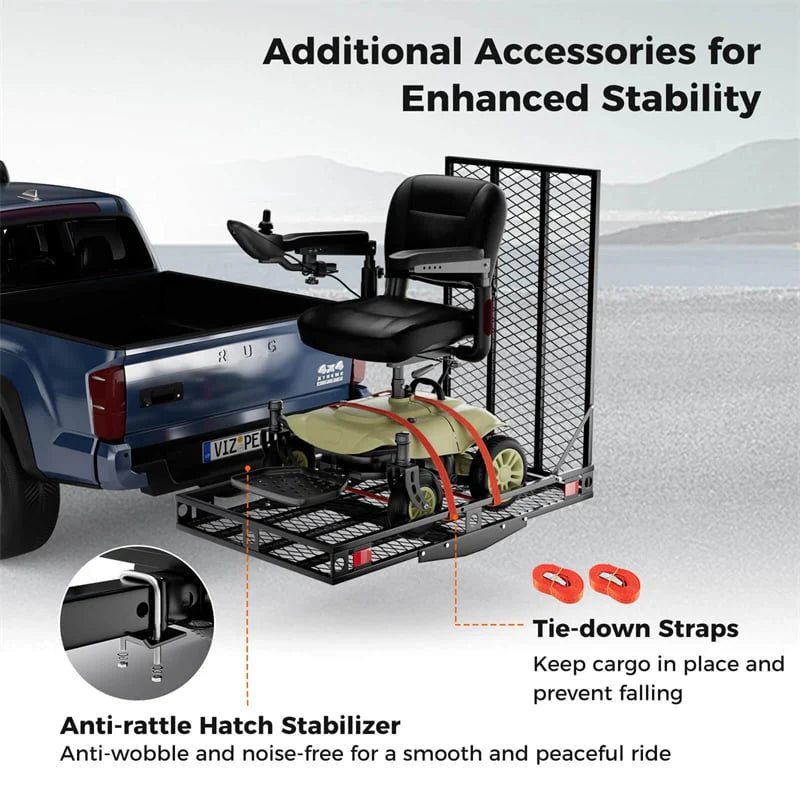 500 LBS Hitch Mount Cargo Carrier with Foldable Ramp, Heavy-Duty Mobility Scooter Wheelchair Carrier for - Product image 8
