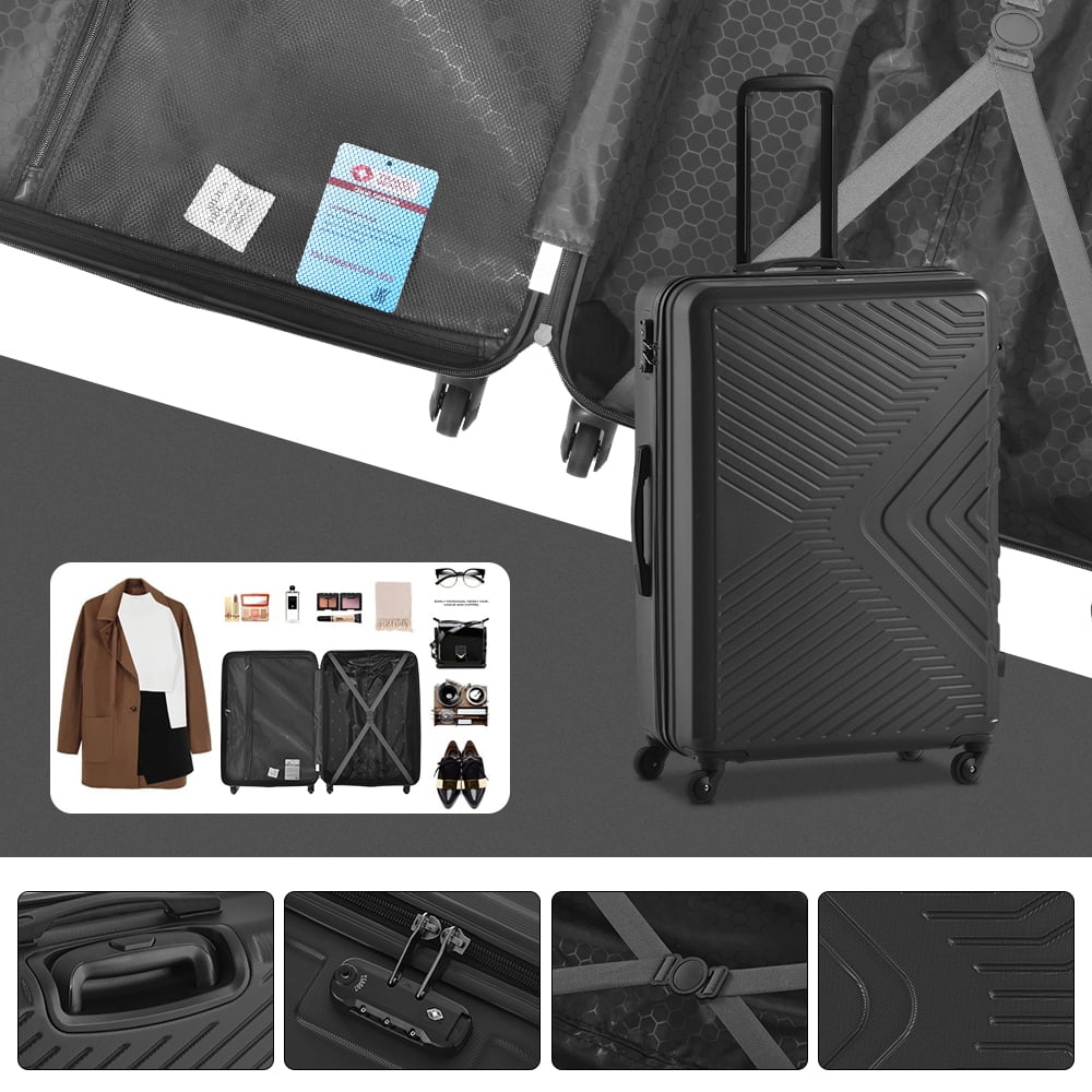 3 Piece Blue Luggage Travel Set, 20" 24" 28" Carry on Luggage with Spinner Wheels - Product image 15