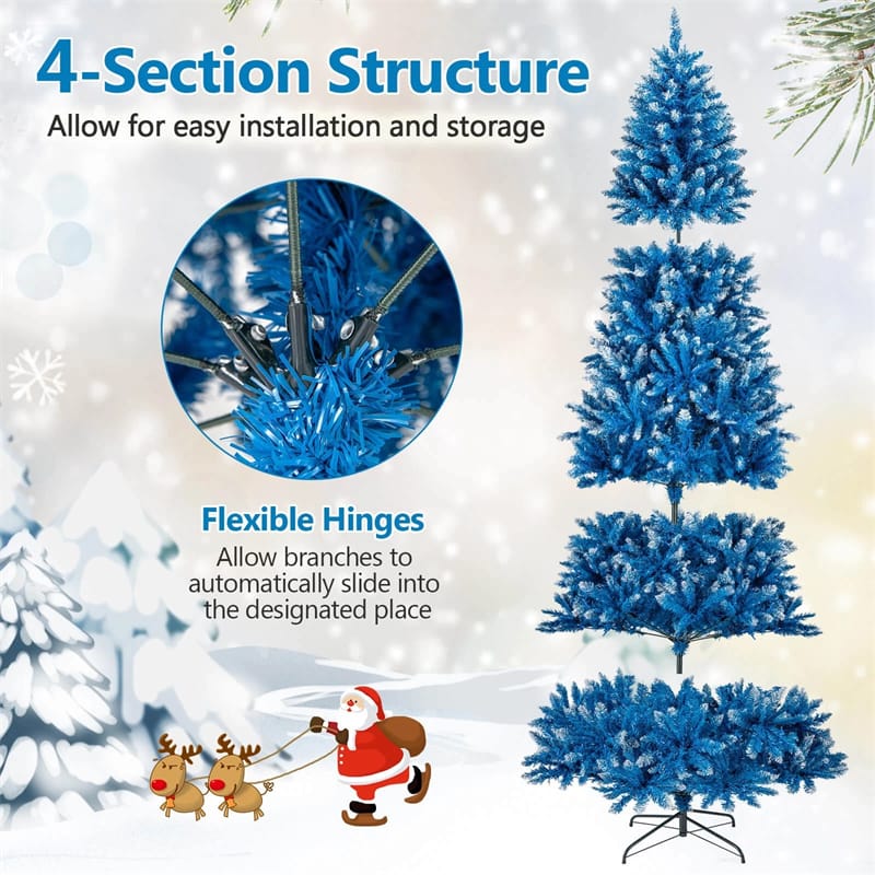 6/7/8/9 FT Pre-Lit Christmas Tree, Blue Hinged Xmas Tree with Frosted PVC Tips, Warm White LED Lights - Product image 32