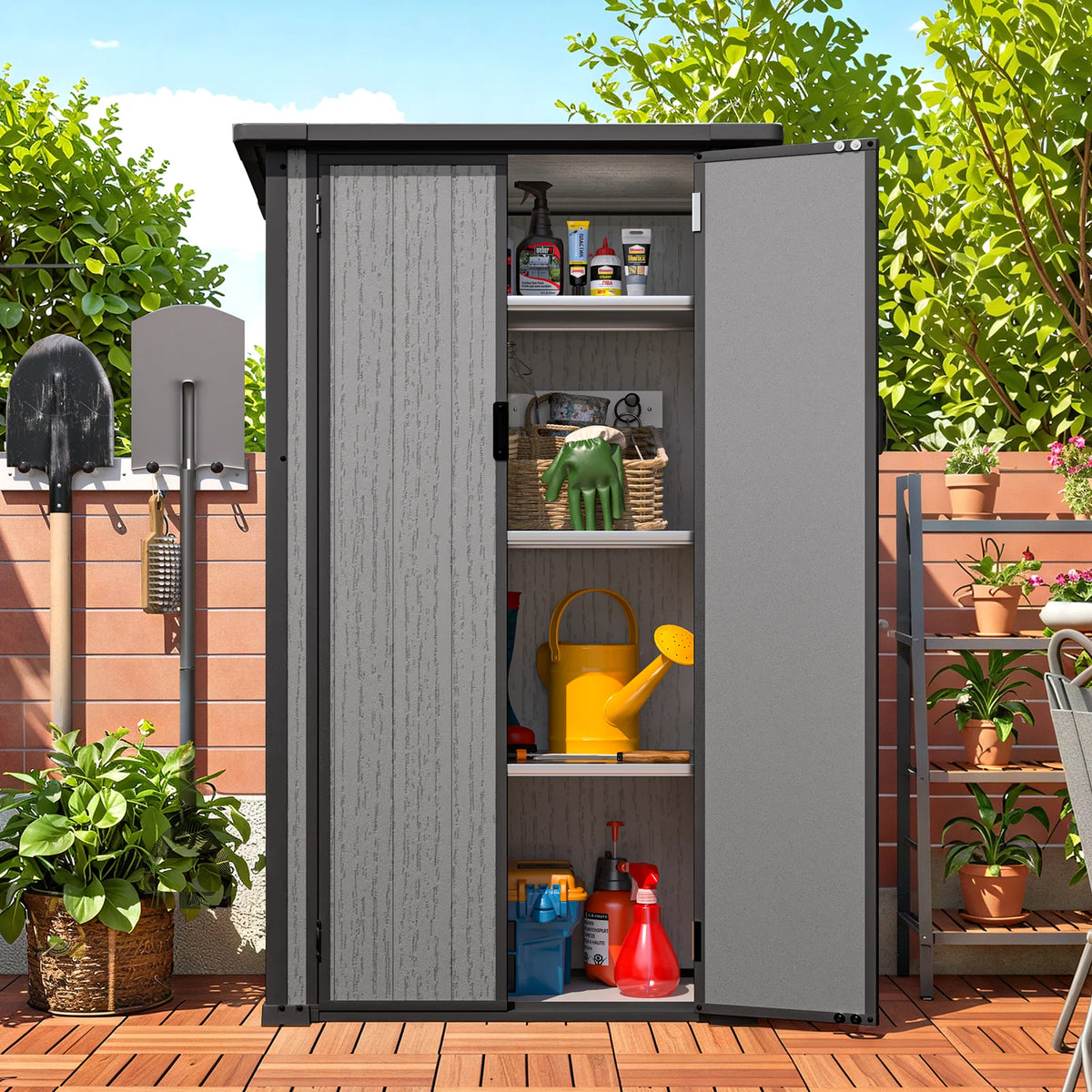 AECOJOY Tall Resin Outdoor Storage Cabinet Waterproof with Adjustable Shelves - Product image 3