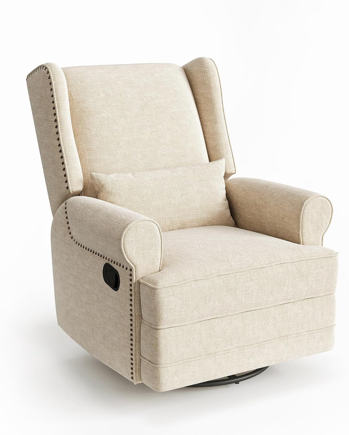 Royalcraft Swivel Nursery Glider Recliner, Comfy Upholstered Glider Chair with Lumbar Pillow and Footrest - Product image 4