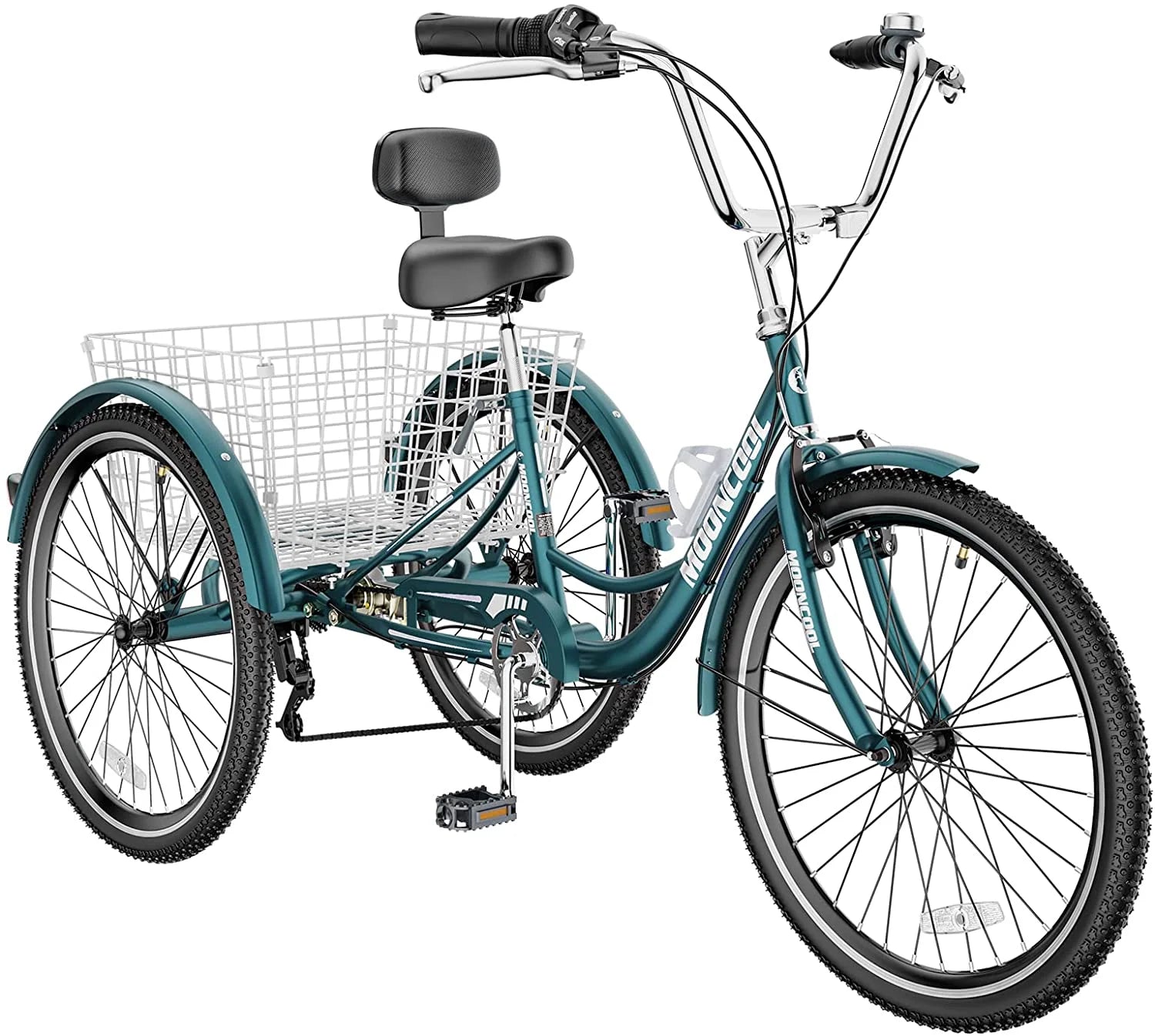 MOONCOOL Adult Tricycles with Rear Basket & Inflator, 24 26 in 7 Speed 3 Wheel Bikes, Three - Product image 103
