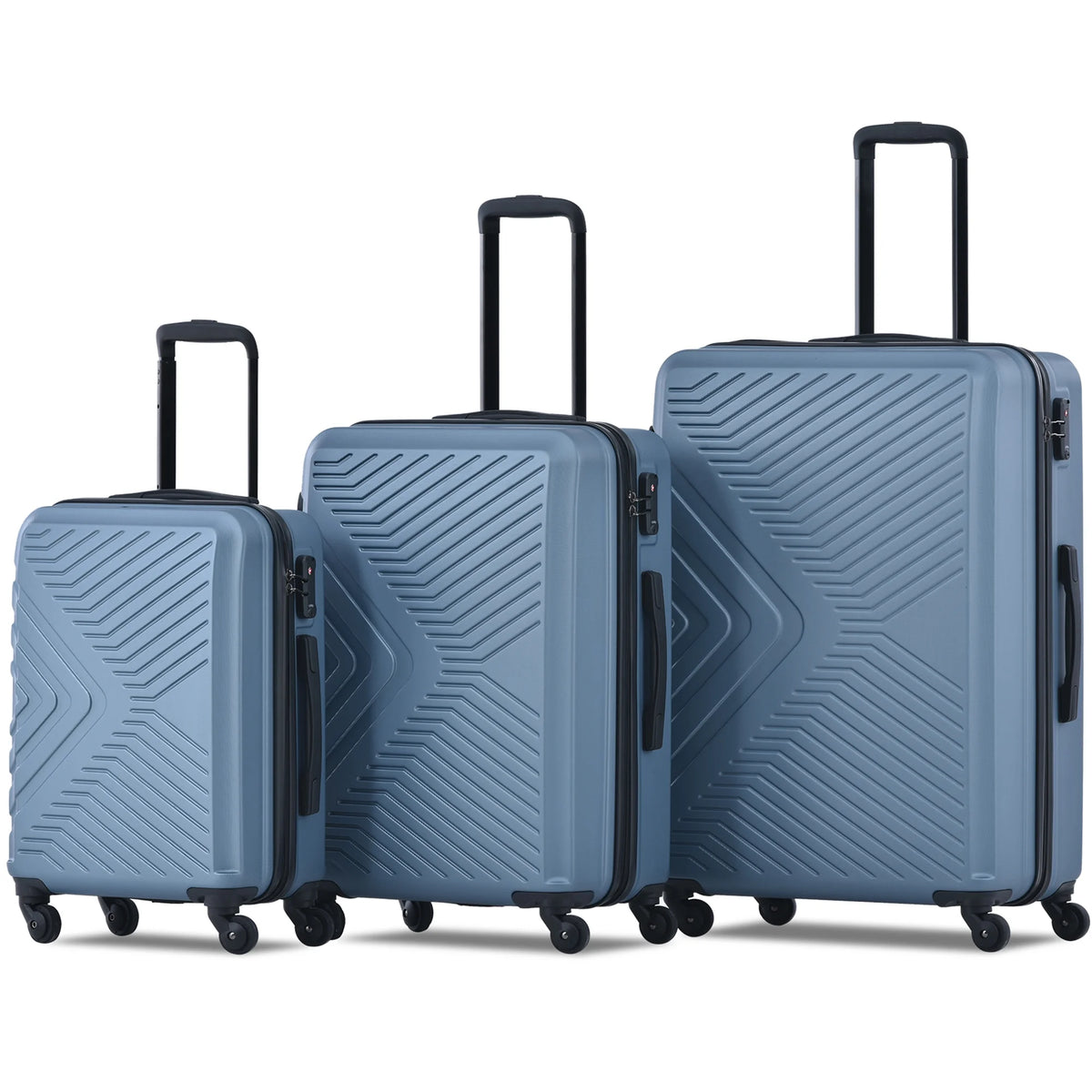 3 Piece Blue Luggage Travel Set, 20" 24" 28" Carry on Luggage with Spinner Wheels - Product image 1