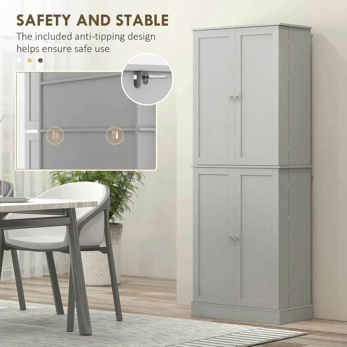 Spaco 17 - Tier Kitchen Small Pantry Cabinet with 2 Doors and 6 Adjustable Shelves, Cabinet Pantry - Product image 66
