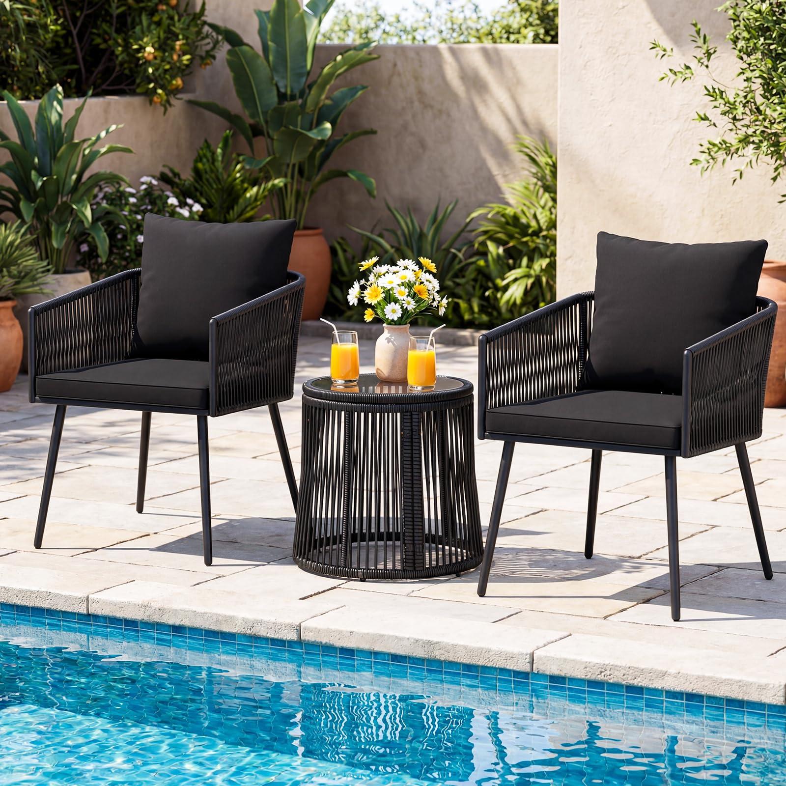 Tangkula 3 Pieces Patio Rattan Bistro Conversation Set - Product image 4